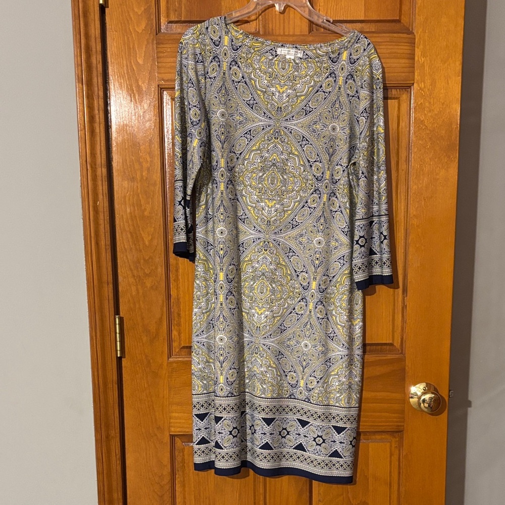 London Style Yellow and Blue Paisley Dress❤️